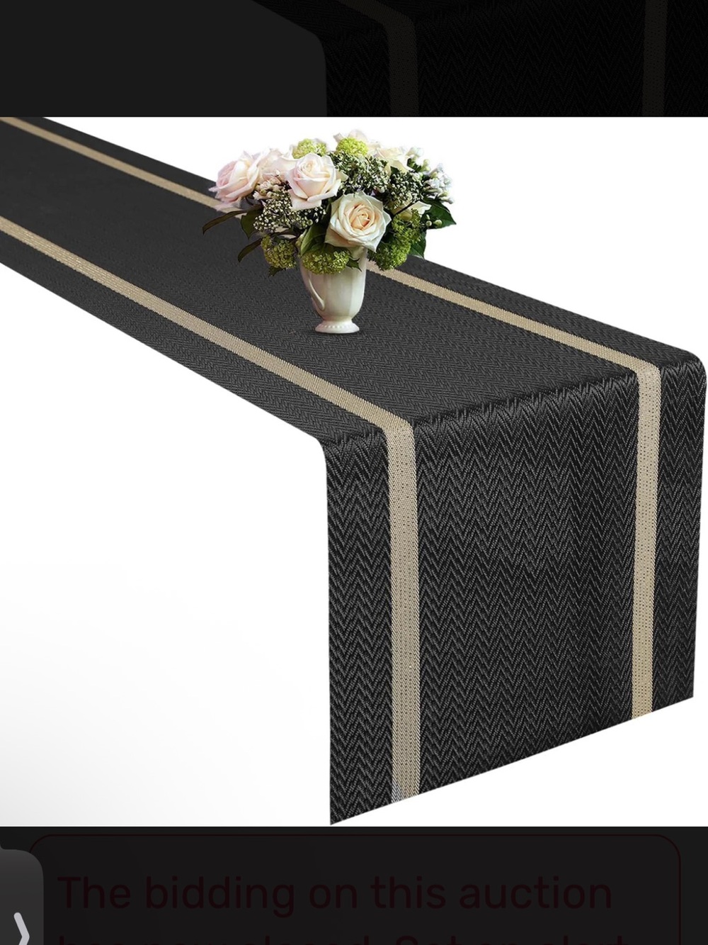 Fave Vinyl Table Runner - Black and Metallic Gold